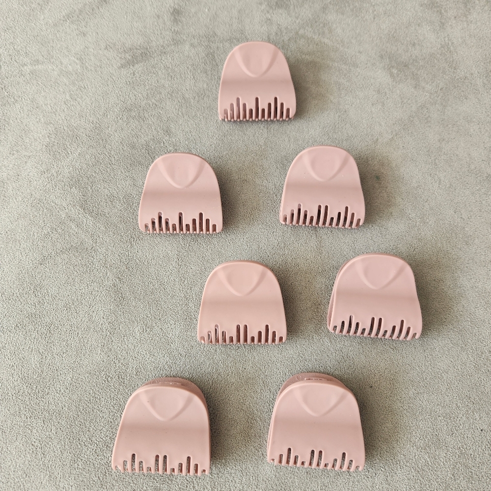 Pink hair rollers clamps 7 lot plastic beauty tools styling curls waves glam